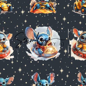 Cute blue monster seamless, out of space, blue , seamless pattern, digital download, sublimation pattern
