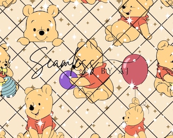 Checkered bear seamless, sublimation fabric, digital download, striped