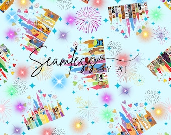 Magical castle seamless, magical world, sublimation fabric