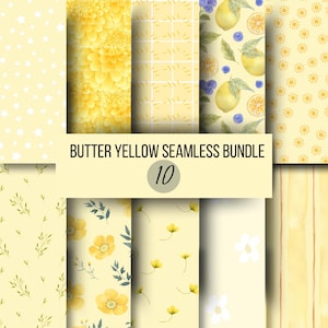 Butter yellow seamless bundle, pack of 10, seamless paper, digital download, sublimation fabric