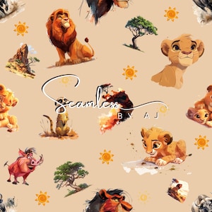 Safari Animals Seamless Pattern: Lion and Friends (Digital Download)