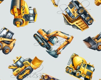 Construction Vehicles Seamless Pattern (Digital Download)