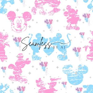 Washed Out Mouse Seamless Fabric: Magical Print