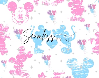 Washed Out Mouse Seamless Fabric: Magical Print