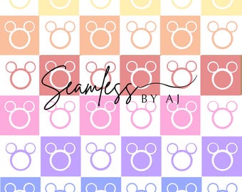 Pastel mouse heads seamless, mouse, digital pattern, sublimation fabric