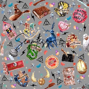 Wizarding School Seamless Pattern: Witches, Wizards, Grey Sublimation (Digital Download)