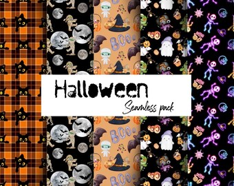 Halloween Seamless Patterns Bundle: Sublimation Designs (Digital Download)