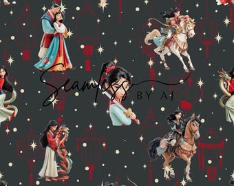 Chinesische Kriegerin Prinzessin Muster: Sublimationsgewebe (Digitaler Download)