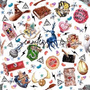Magical school, witches and wizards, colourful, seamless patterm, digital download, sublimation pattern