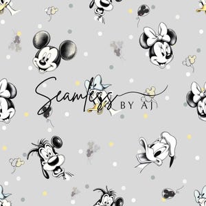 Sweet friends seamless pattern, magical mouse, magical duck, sublimation fabric