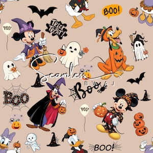 Spooky mouse and friends seamless, Halloween pattern, magical mouse, boo, sublimation design