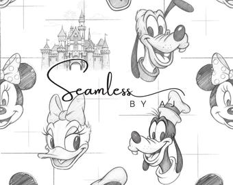 Sketched cartoon seamless, digital pattern