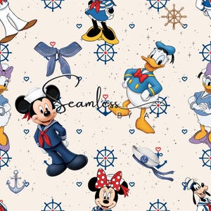 Sailor seamless pattern , magical mouse and friends, sublimation pattern