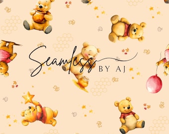 Bear Seamless Pattern, Sublimation Fabric (Digital Download)