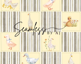 Yellow Duck Seamless Pattern: Fabric Design, Sublimation (Digital Download)