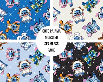 Patrón de tela sin costuras para pijama de monstruo (descarga digital)