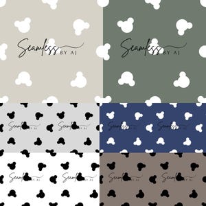 Mickey Mouse Heads Seamless Pattern Bundle: Sublimation Fabric