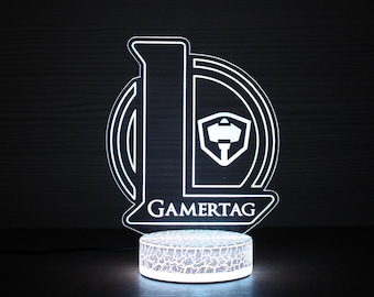 LOL Inspired LED Light Moba Game Gift LOL Lamp Gift For Legends Custom Gamertag Great Gift For Gamers
