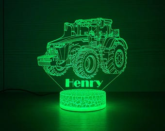 Tractor John Deere 8R 410, regalo para granjero, lámpara LED John Deere, lámpara de noche 3D, luz nocturna 3D, lámpara LED de ilusión 3D, idea de regalo