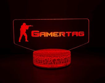 CS Custom Gamertag Counter Strike CSGO FPS Classic Inspired Single Base Led with Gamertag For Streamers And Gamers
