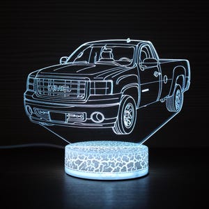 GMC Sierra 1500 2011 Pick Up Truck Lamp Sign 3D Night Light Bedside Lamp 3D Night Lamp Home Decor 3D Illusion LED Lamp Gift for him