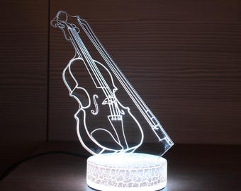 Violin Gifts Violin Lamp Violin Wall Art 3D Night Lamp Violin 3D Night Light Children Light LED Lamp Gift Idea Birthday