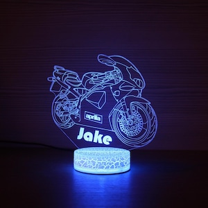 Aprilia RS 125 Romboni Motorbike Aprilia Lamp 3D Night Lamp 3D Night Light Children Light Home Decor 3D Illusion LED Lamp Gift for him