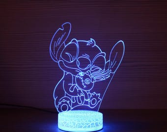スティッチ L.E.D R.G.B.、リモコン付きライト。 - Etsy 日本