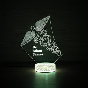 Caduceus Medicine Sign Gift For Doctor Nurse Gift Custom Med Lamp Perfect Doctor Gift Gift for Colleague Graduation Gift Med Student Gift