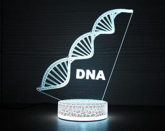 Lampe ADN cadeau généticien cadeau pour généticien lumière ADN lampe génétique lampe LED lampe de nuit 3D veilleuse 3D lampe LED illusion 3D
