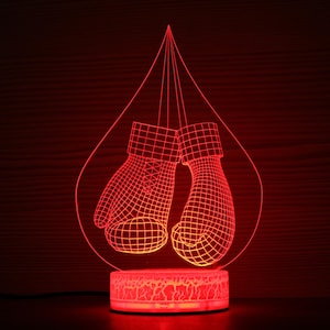 Boxing Gifts Boxing Gloves 3D Night Lamp 3D Night Light Children Light Home Decor 3D Illusion LED Lamp Gift for him Gift Idea Birthday Gift