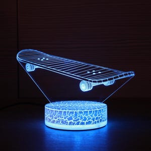 Skateboard Gift For Skater Skater Party 3D Night Lamp 3D Night Light Children 3D Illusion LED Lamp Gift Idea Kids Birthday Skater Shoes