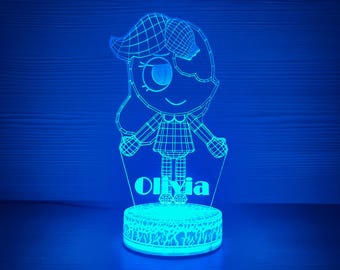 Dandy's World Ginger 3D Night Light Ginger Lamp Ginger Gift Bedside Lamp 3D Night Lamp 3D Night Light Home Decor 3D Illusion LED Lamp