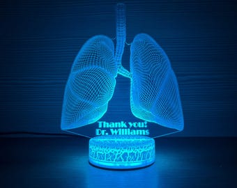 Thank You Gift For Pulmonologist Lungs Gift Lungs Led Lamp Lungs Light 3D Night Lamp 3D Night Light Children Light 3D Illusion LED Lamp