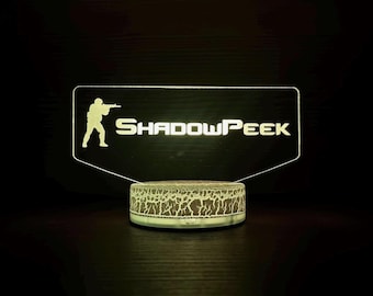 Counter Strike Custom Gamertag CS CSGO Gift For Gamer FPS Classic Inspired Single Base Led with Gamertag For Streamers And Gamers
