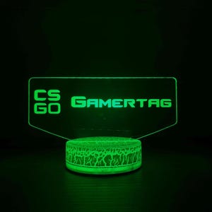 CSGO Custom Gamertag Counter Strike CS Gamer FPS Classic Inspired Single Base Led with Gamertag For Streamers And Gamers