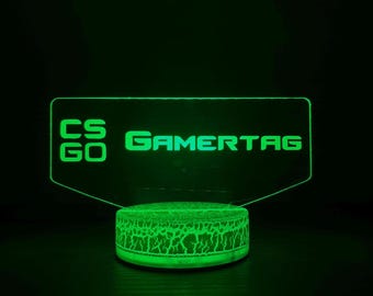 CSGO Custom Gamertag Counter Strike CS Gamer FPS Classic Inspired Single Base Led with Gamertag For Streamers And Gamers