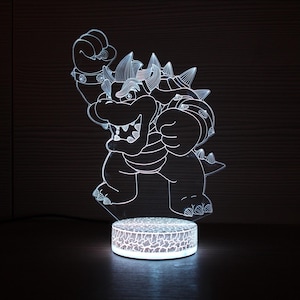 Bowser Super Mario Birthday Lamp Bedside Lamp 3D Night Lamp 3D Night Light Home Decor 3D Illusion LED Lamp Gift for him Gift Idea