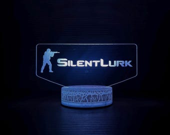 Custom Gamertag Counter Strike CSGO FPS CS Classic Inspired Single Base Led with Gamertag For Streamers And Gamers