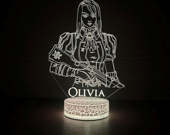 Caitlyn League Of Legends  LOL Gift Moba Game Gift LOL Lamp Gift For Legends Custom Gamertag Great Gift For Gamers