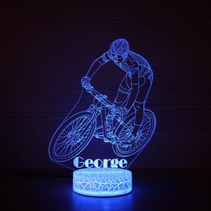 MTB Mountain Bike Gift Light Birthday Lamp Bedside Lamp 3D Night Lamp 3D Night Light Home Decor 3D Illusion LED Lamp Gift for him Gift Idea