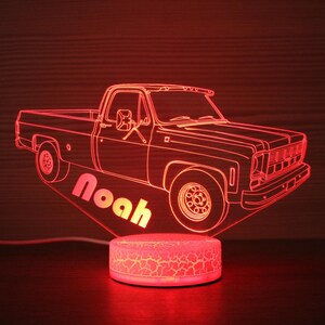 GMC Sierra Classic Pick Up Truck Lamp GMC Sierra Light 3D Night Light Bedside Lamp 3D Night Lamp Home Decor 3D Illusion LED Lamp Gift Idea