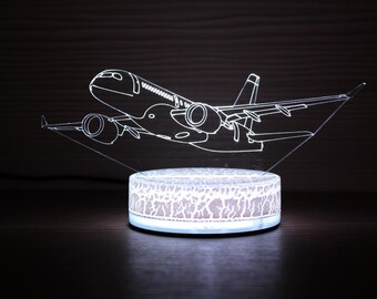 Bombardier C-serie vliegtuig decor vliegtuigmodus nachtlampje nachtlampje 3D-licht 3D illusie ledlamp cadeau voor hem cadeau idee
