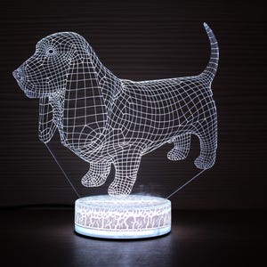 Basset Hound Light Pet Bedside Lamp 3D Night Lamp Night Light Home Decor LED Lamp Gift Idea Kids Birthday Gog Ornament Dog Gifts