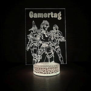 Cadeau personnalisé de décoration de salle de jeu gamertag pour gamer néon jeu de bataille combat libre-pour-tous