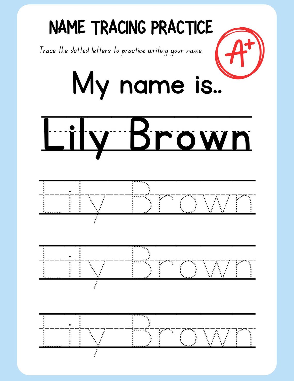 Custom Name Tracing Worksheet - Etsy