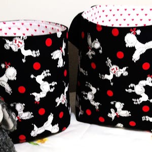 Poodle Lover Fabric Basket Set of 2, Handmade, Fully Lined, Retro Poodle Home Decor, Storage, Dog Owner Gift, Fill With Toys and Treats