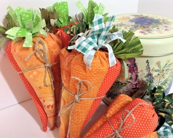 Handmade Fabric Carrots (Set of 3): Farmhouse Tiered Tray Decor