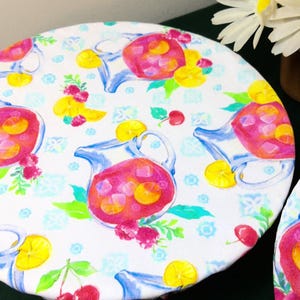 Lemonade Reversible Reusable Bowl Covers Set of 2, One Large One Medium, Eco Friendly, Picnic, Outdoor Dining, Kitchen Decor, Hostess Gift