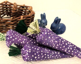 Purple Fabric Carrots, Bunch of 4, Spring Summer Decoration, Handmade, Fabric Vegetables, Home Table Accessory, Kitchen Decor, Tiered Tray